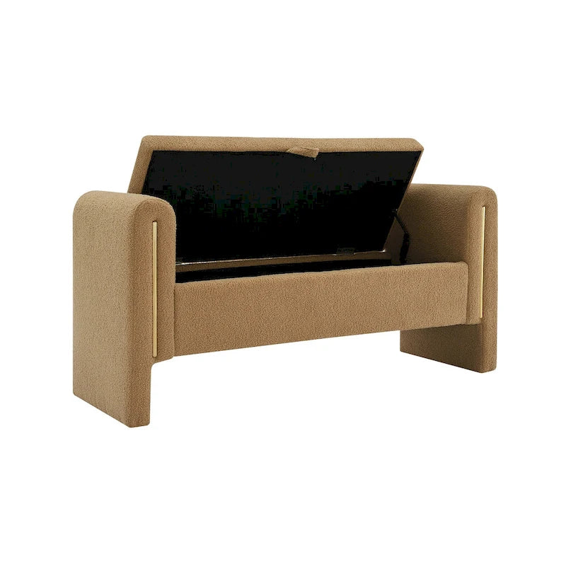 Modern Teddy Bench with Arms and Storage, Upholstered Large Foot Rest Stool, Comfy Window Vanity Bench