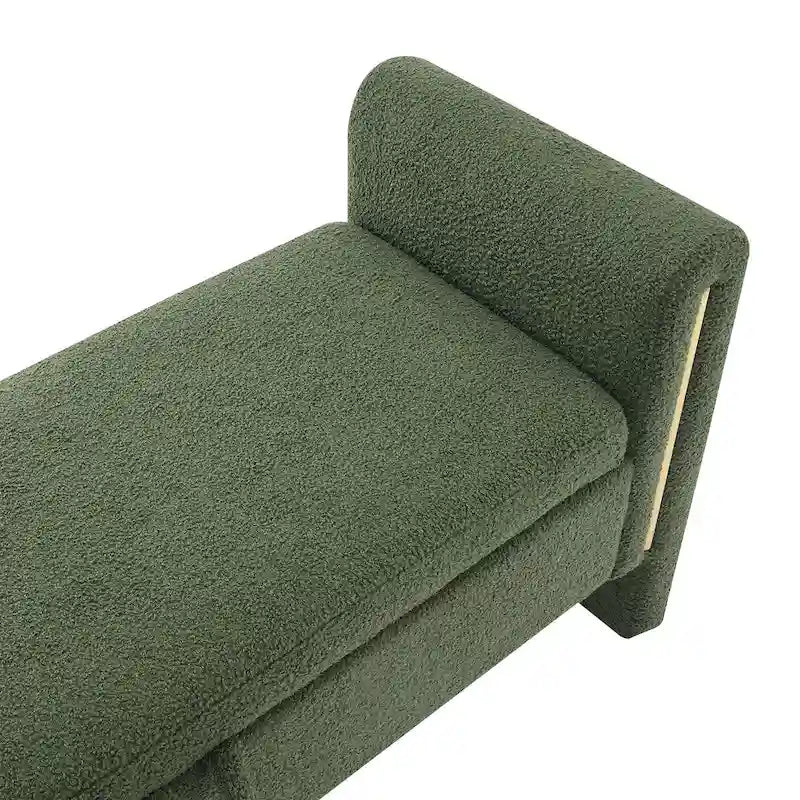 Modern Teddy Bench with Arms and Storage, Upholstered Large Foot Rest Stool, Comfy Window Vanity Bench