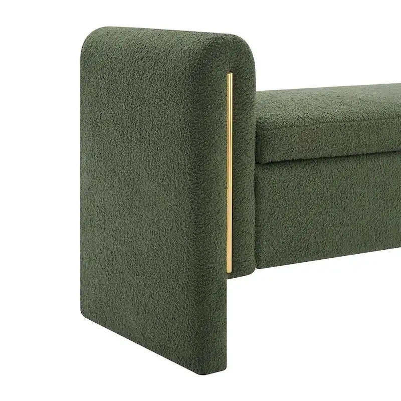 Modern Teddy Bench with Arms and Storage, Upholstered Large Foot Rest Stool, Comfy Window Vanity Bench