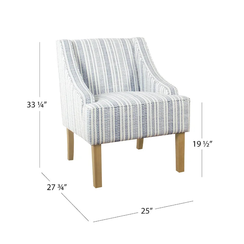 Farmhouse Striped Accent Chair - Blue and White Polyester