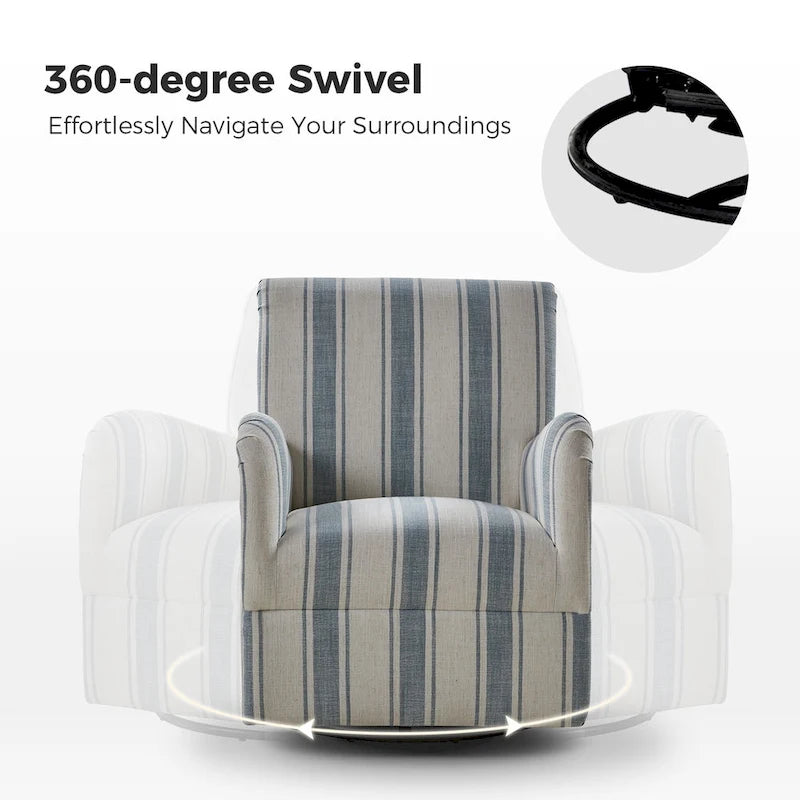 Pancy Traditional Swivel Armchair with Jacobean Strip Pattern Set of 2 by HULALA HOME