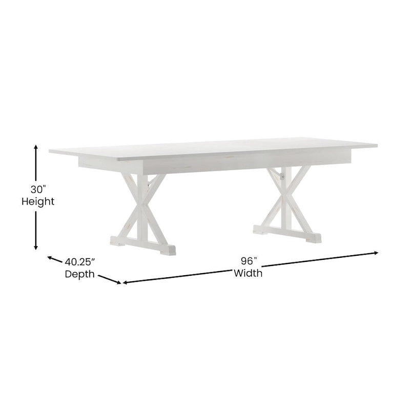 8' x 40 Rectangular Antique Rustic Solid Pine Folding Dining Table
