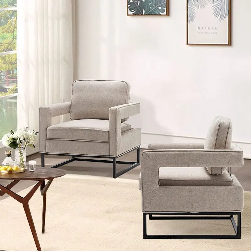 Modern Arm Accent Chair, Mid Century Living Room Chair Upholstered Lounge Chair