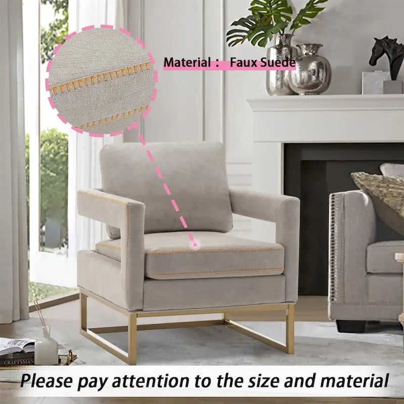 Modern Arm Accent Chair, Mid Century Living Room Chair Upholstered Lounge Chair