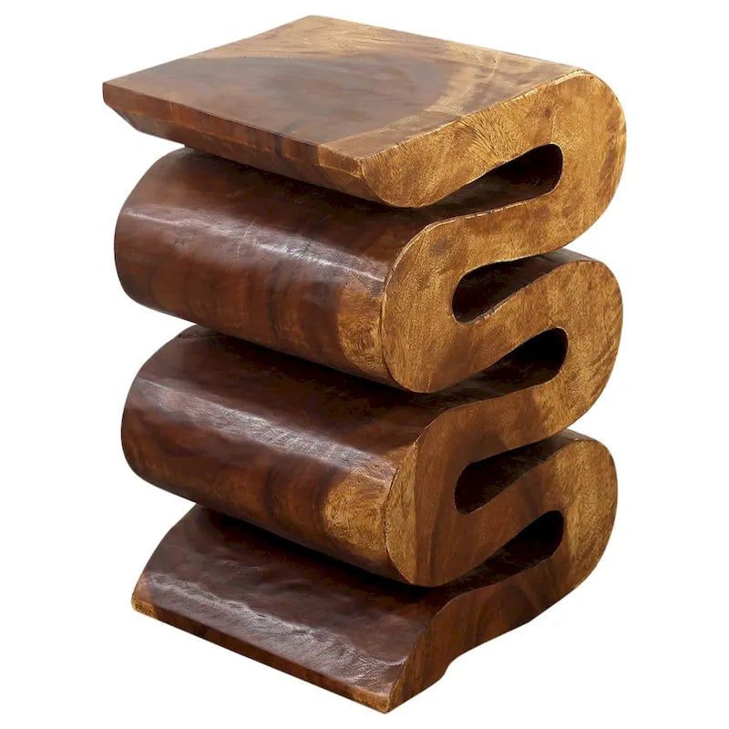 Wood Accent Snake Table 12x14x20 in H Walnut Oil