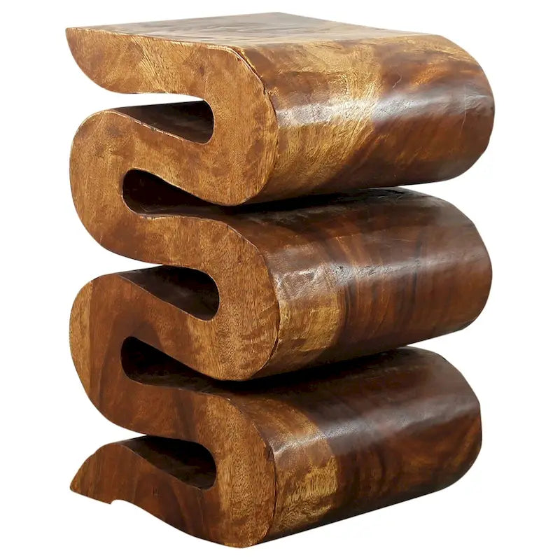 Wood Accent Snake Table 12x14x20 in H Walnut Oil