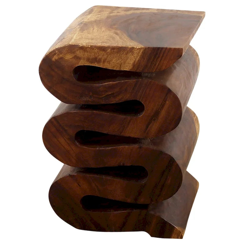 Wood Accent Snake Table 12x14x20 in H Walnut Oil