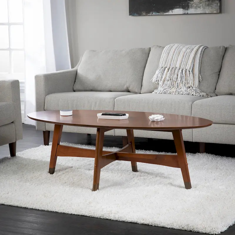 Mid-Century Modern Oval Wood Coffee Table