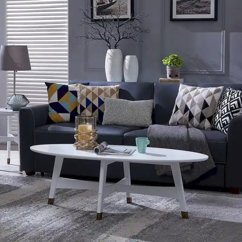 Mid-Century Modern Oval Wood Coffee Table