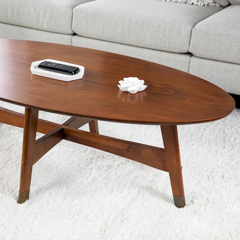 Mid-Century Modern Oval Wood Coffee Table
