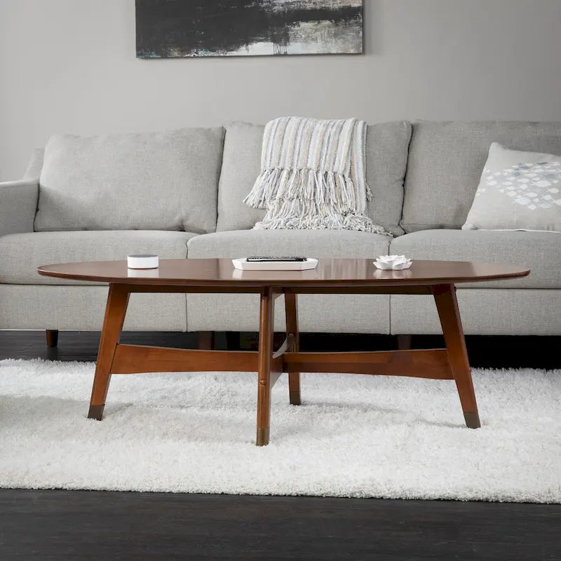 Mid-Century Modern Oval Wood Coffee Table