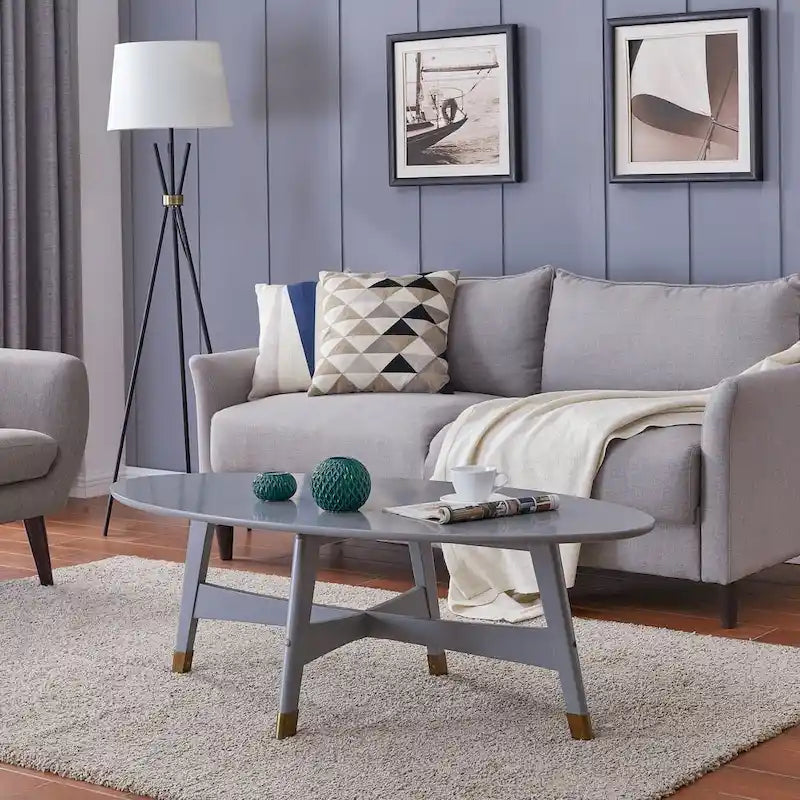 Mid-Century Modern Oval Wood Coffee Table