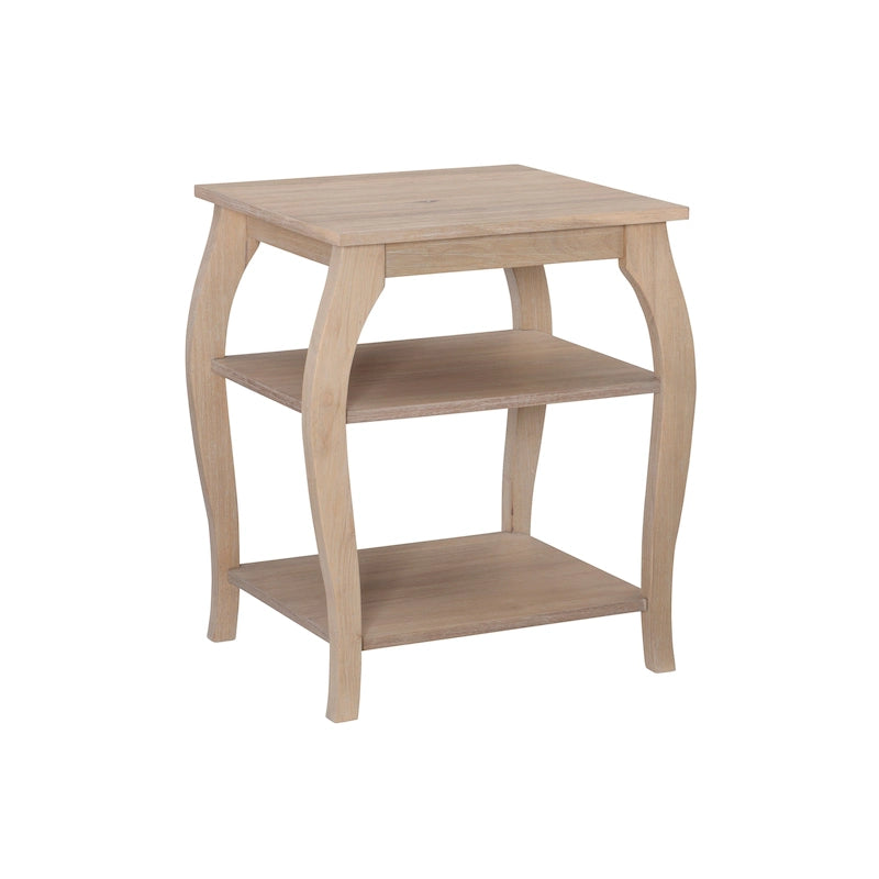 Ingrid Wood Farmhouse Side Table with 2 Shelves