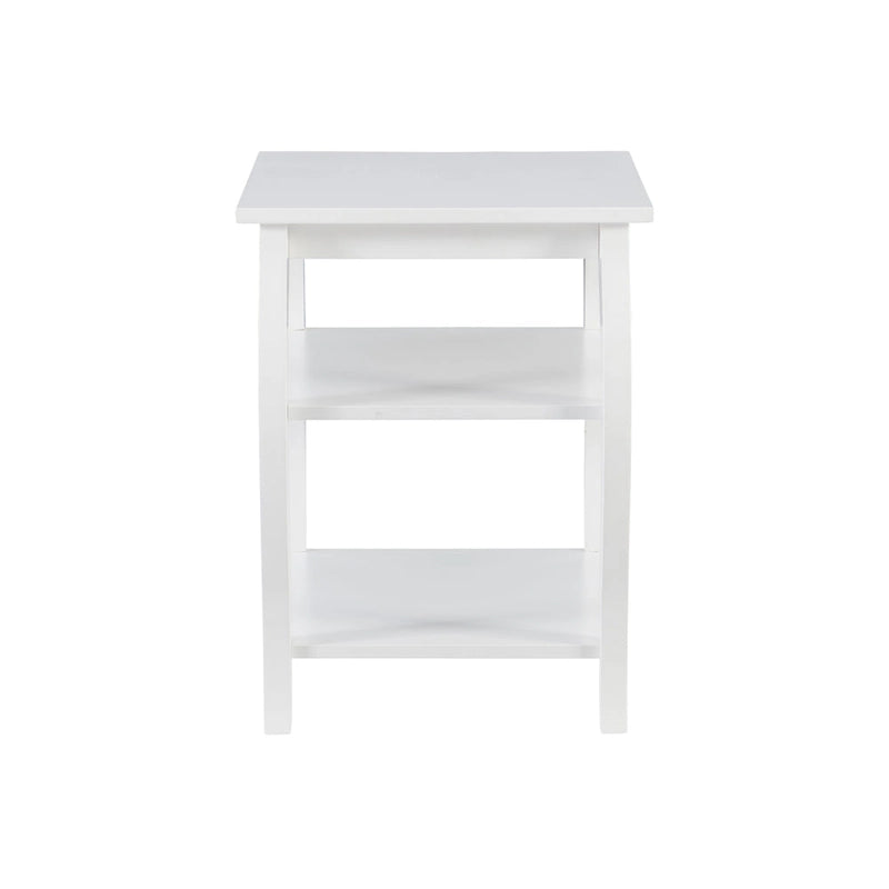 Ingrid Wood Farmhouse Side Table with 2 Shelves