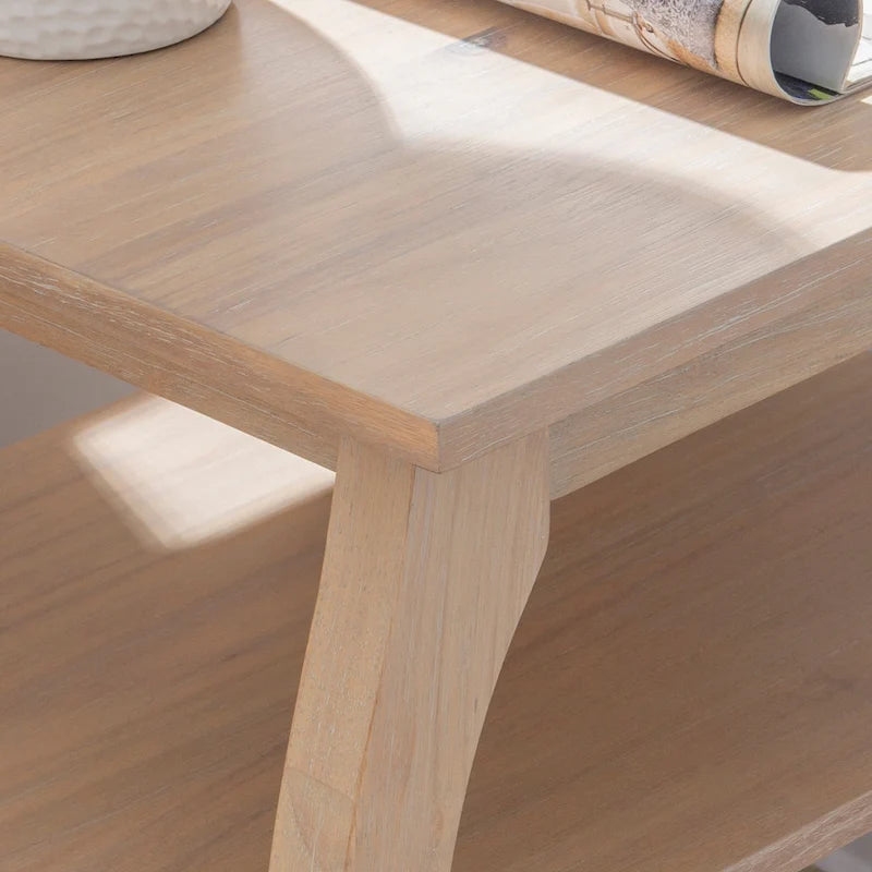 Ingrid Wood Farmhouse Side Table with 2 Shelves