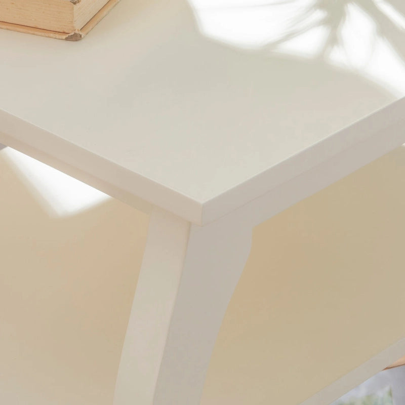 Ingrid Wood Farmhouse Side Table with 2 Shelves