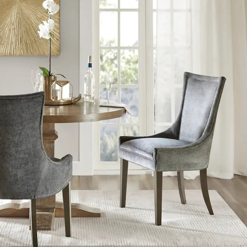 Upholstered Dining Side Chairs with Wood Legs (Set of 2)