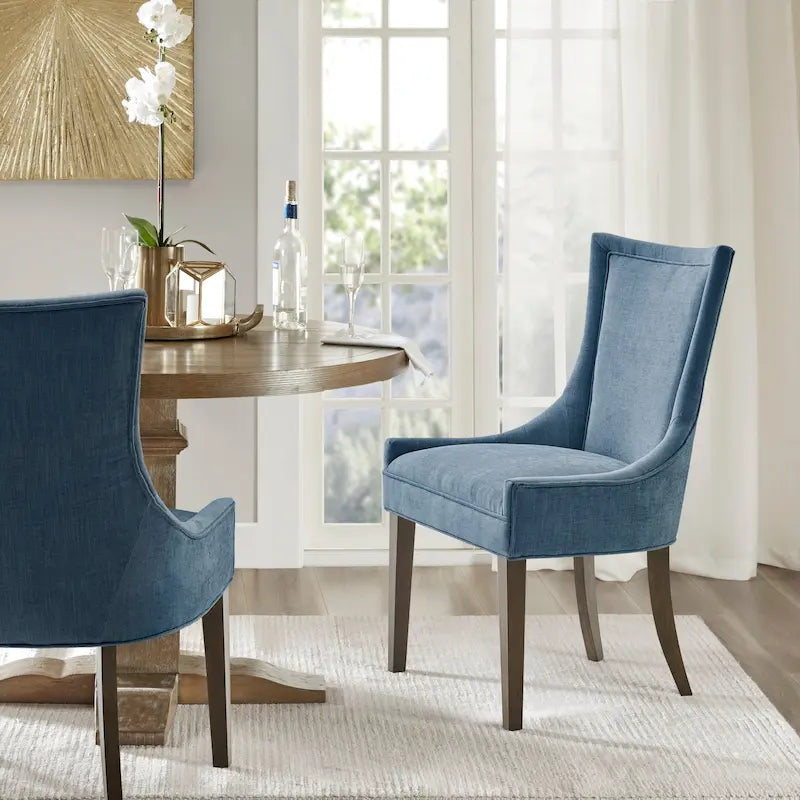 Upholstered Dining Side Chairs with Wood Legs (Set of 2)