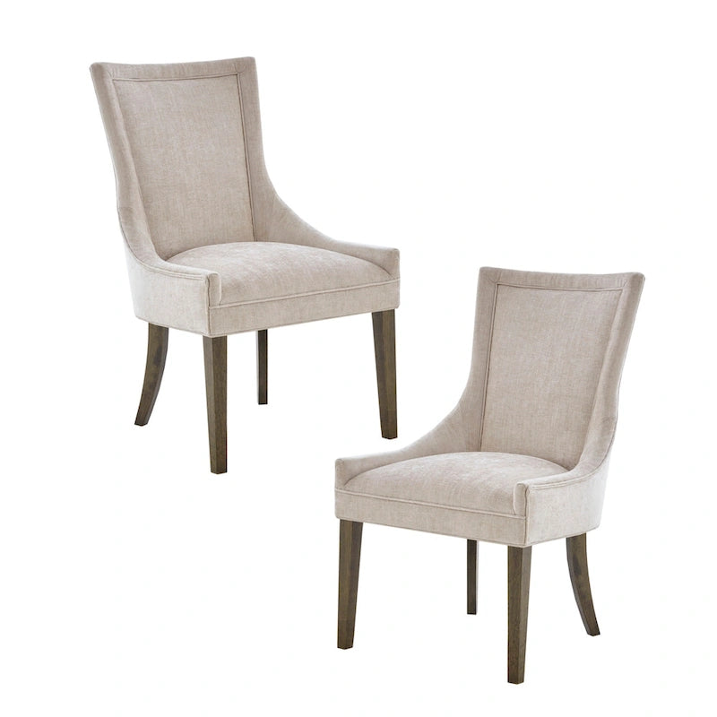 Upholstered Dining Side Chairs with Wood Legs (Set of 2)