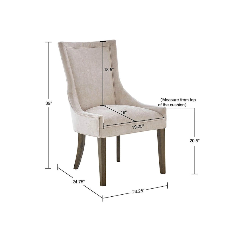 Upholstered Dining Side Chairs with Wood Legs (Set of 2)