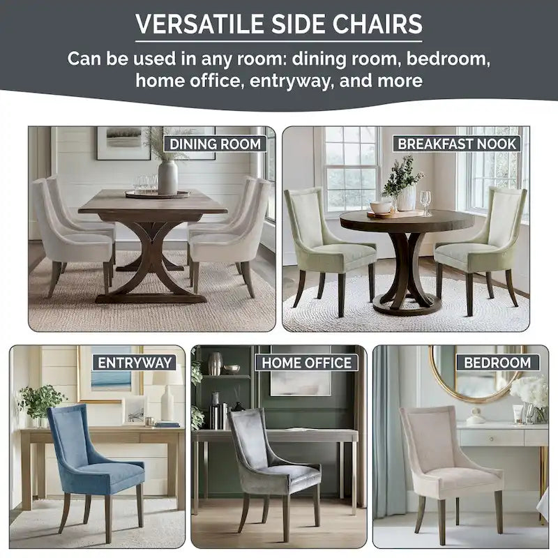 Upholstered Dining Side Chairs with Wood Legs (Set of 2)