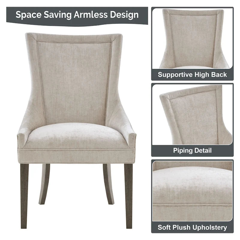 Upholstered Dining Side Chairs with Wood Legs (Set of 2)