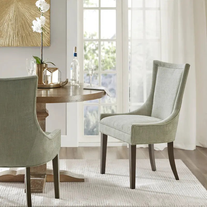 Upholstered Dining Side Chairs with Wood Legs (Set of 2)