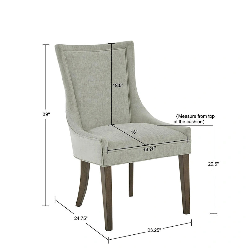 Upholstered Dining Side Chairs with Wood Legs (Set of 2)