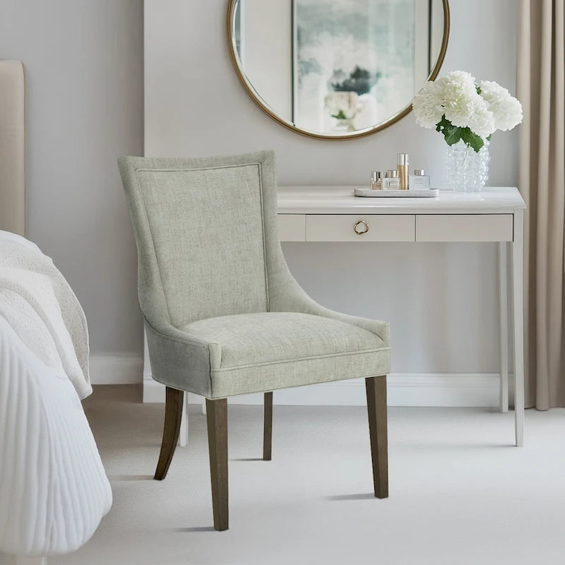 Upholstered Dining Side Chairs with Wood Legs (Set of 2)