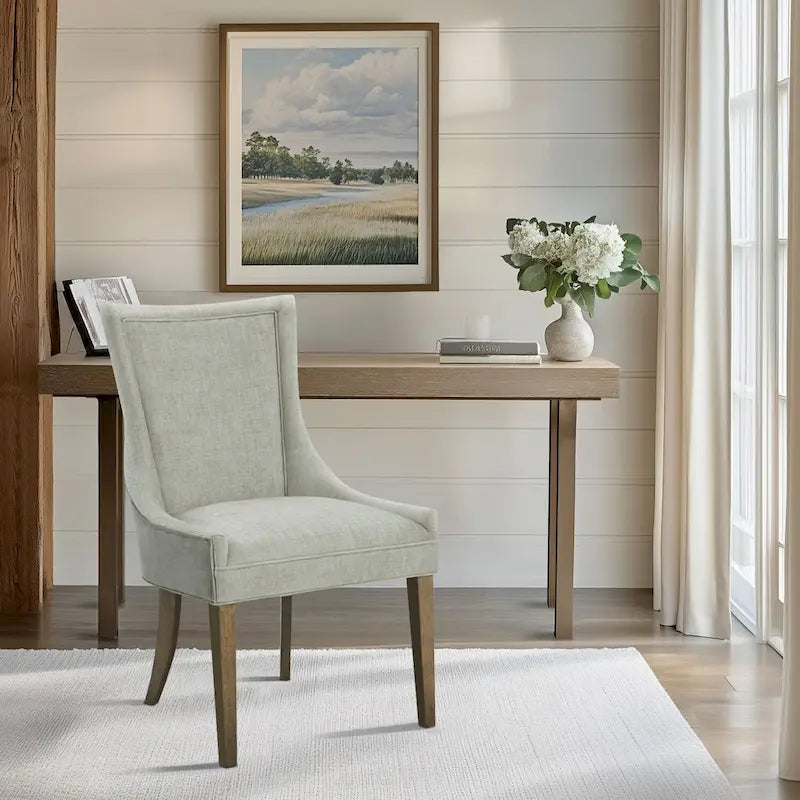 Upholstered Dining Side Chairs with Wood Legs (Set of 2)