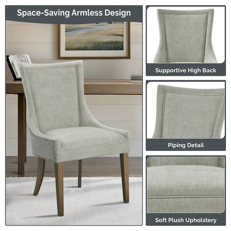 Upholstered Dining Side Chairs with Wood Legs (Set of 2)