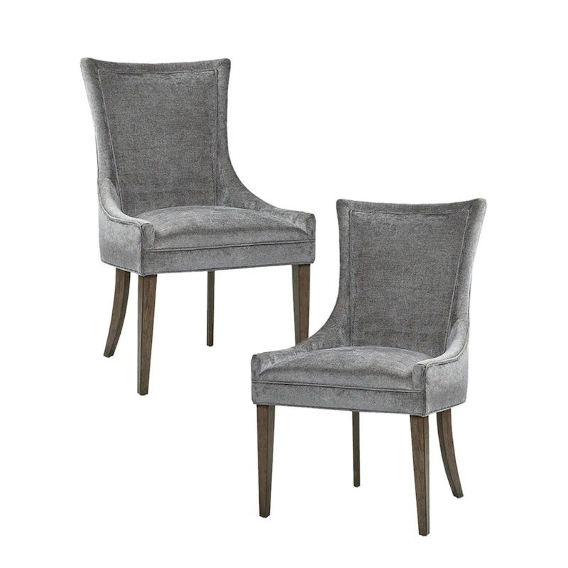 Upholstered Dining Side Chairs with Wood Legs (Set of 2)