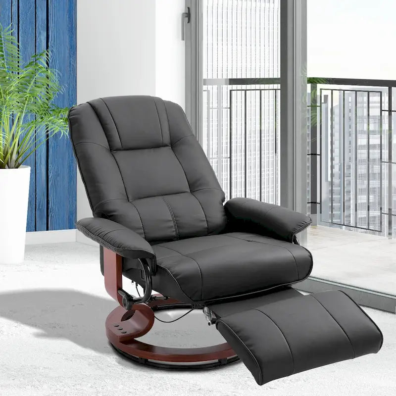 Faux Leather Adjustable Manual Swivel Base Recliner Chair