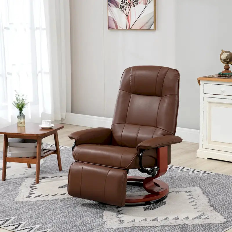 Faux Leather Adjustable Manual Swivel Base Recliner Chair