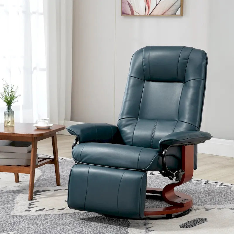 Faux Leather Adjustable Manual Swivel Base Recliner Chair