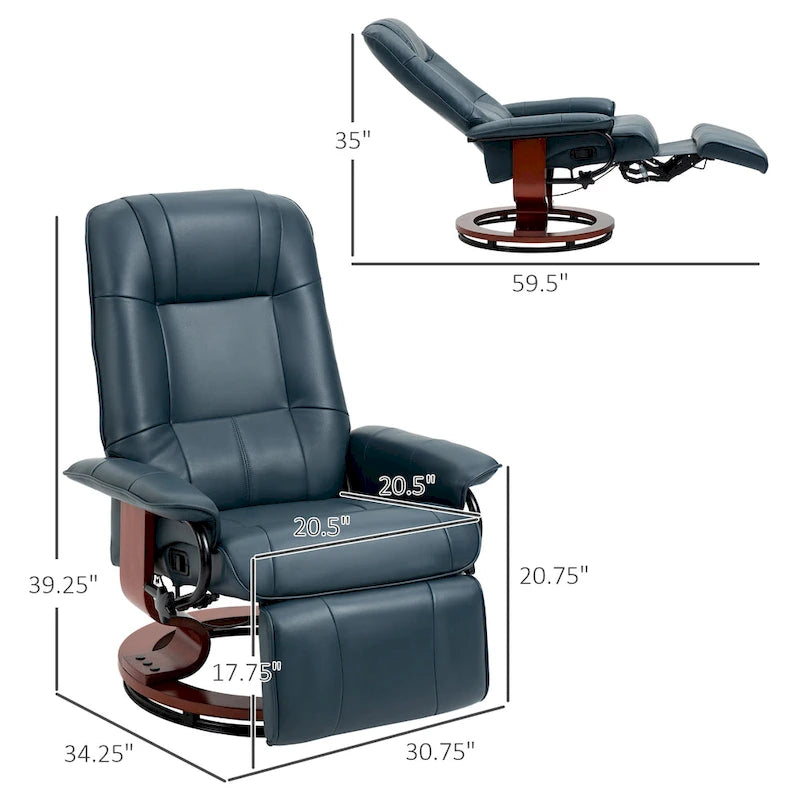 Faux Leather Adjustable Manual Swivel Base Recliner Chair