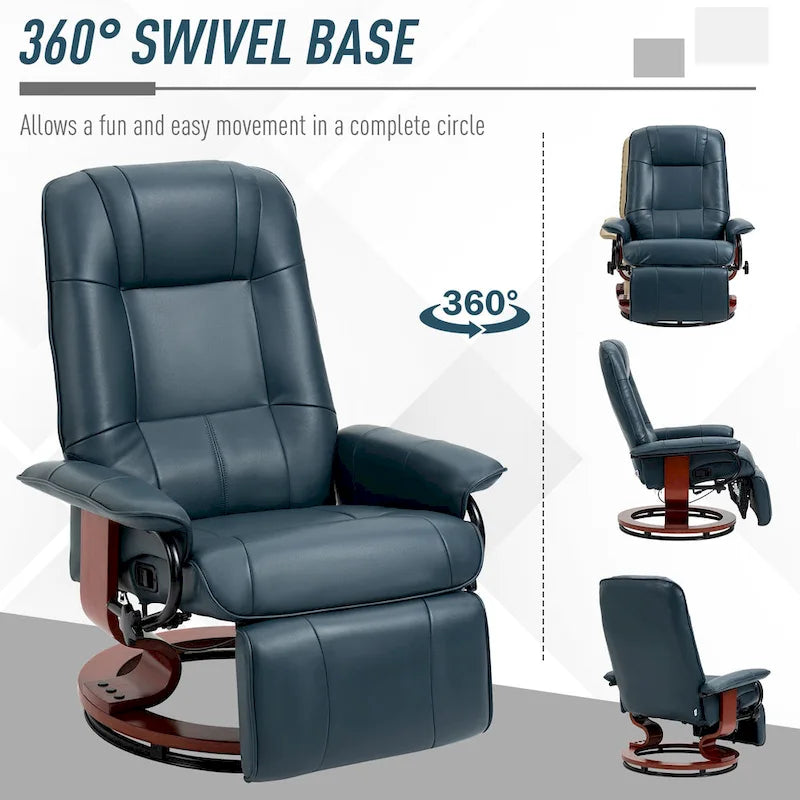 Faux Leather Adjustable Manual Swivel Base Recliner Chair
