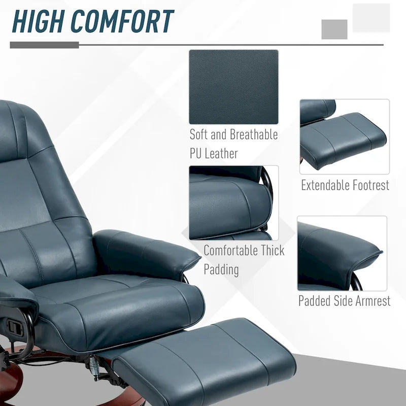 Faux Leather Adjustable Manual Swivel Base Recliner Chair