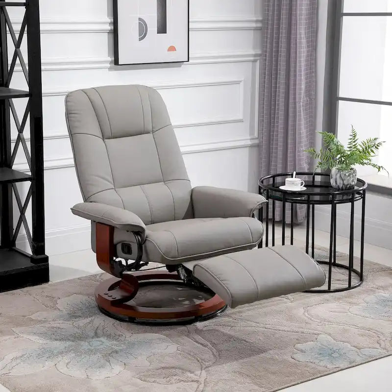 Faux Leather Adjustable Manual Swivel Base Recliner Chair