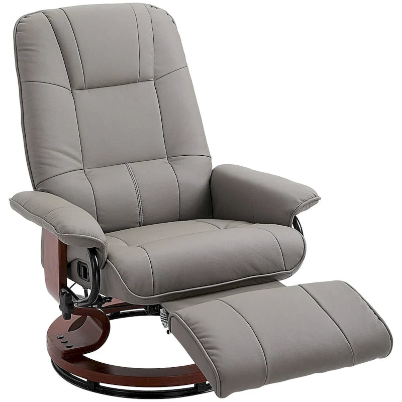 Faux Leather Adjustable Manual Swivel Base Recliner Chair