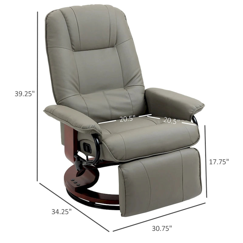 Faux Leather Adjustable Manual Swivel Base Recliner Chair