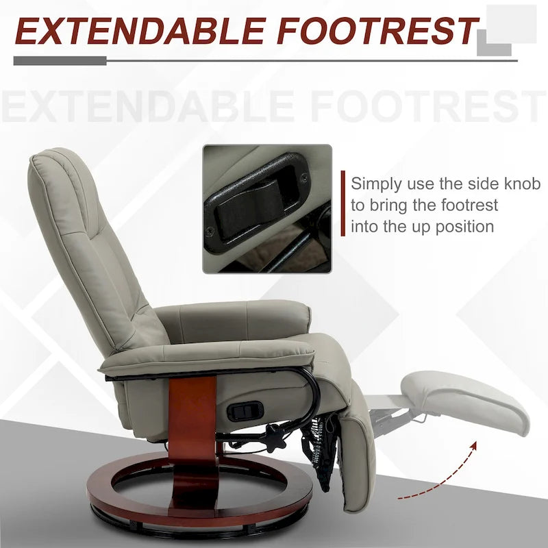 Faux Leather Adjustable Manual Swivel Base Recliner Chair