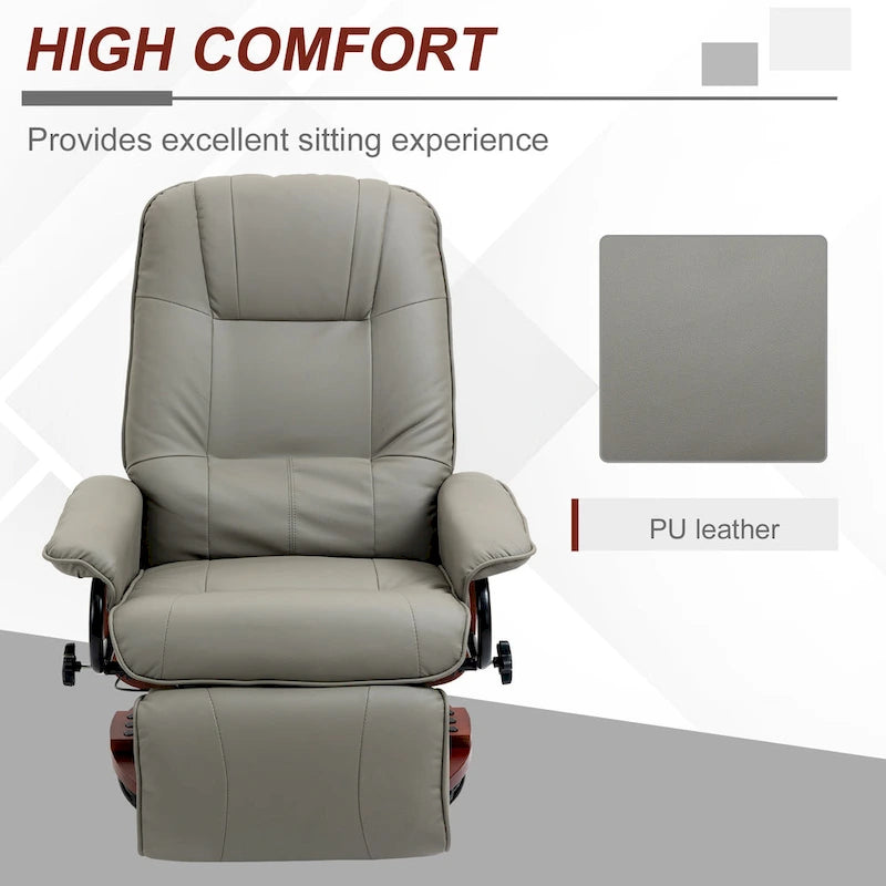 Faux Leather Adjustable Manual Swivel Base Recliner Chair