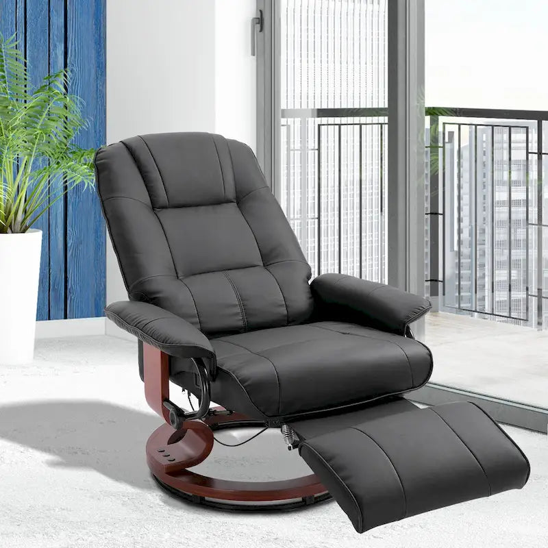 Faux Leather Adjustable Manual Swivel Base Recliner Chair