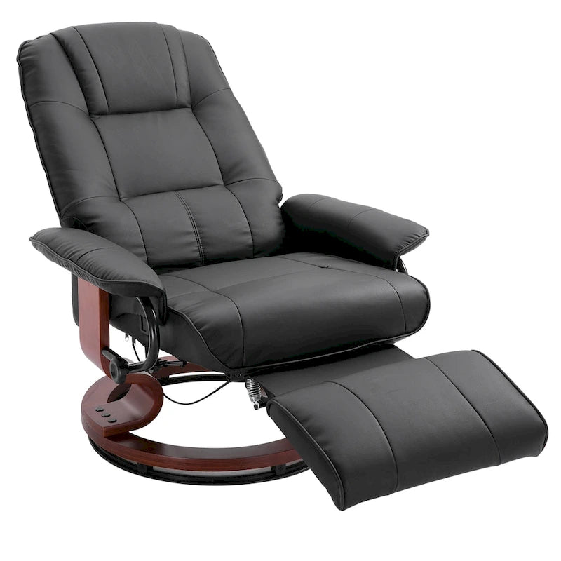 Faux Leather Adjustable Manual Swivel Base Recliner Chair