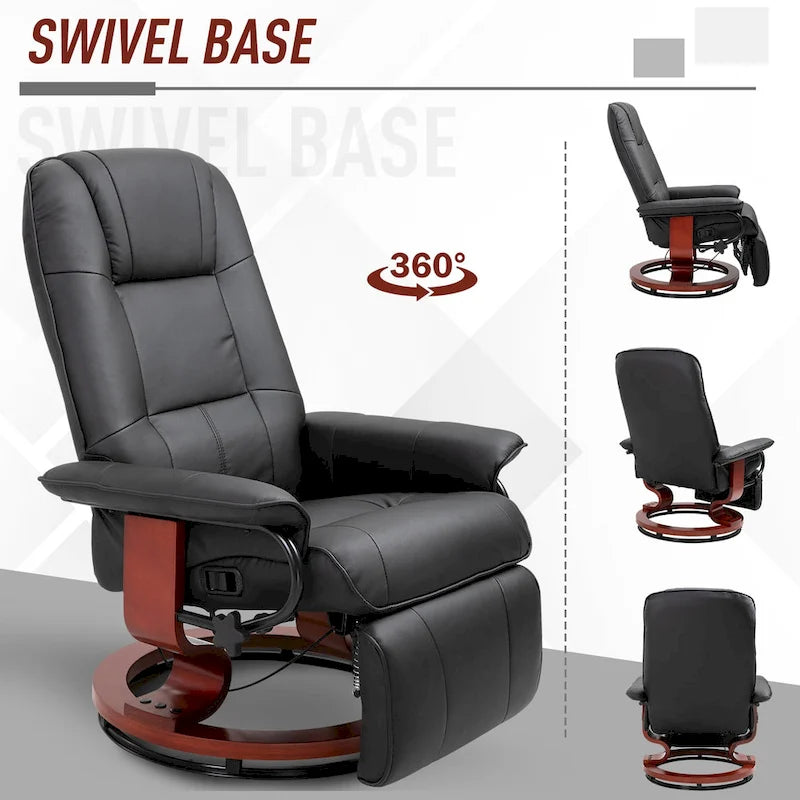 Faux Leather Adjustable Manual Swivel Base Recliner Chair