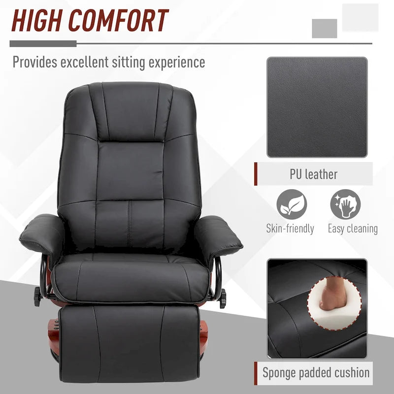 Faux Leather Adjustable Manual Swivel Base Recliner Chair