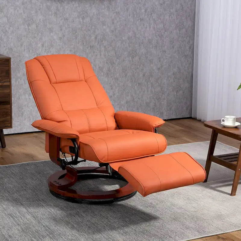 Faux Leather Adjustable Manual Swivel Base Recliner Chair