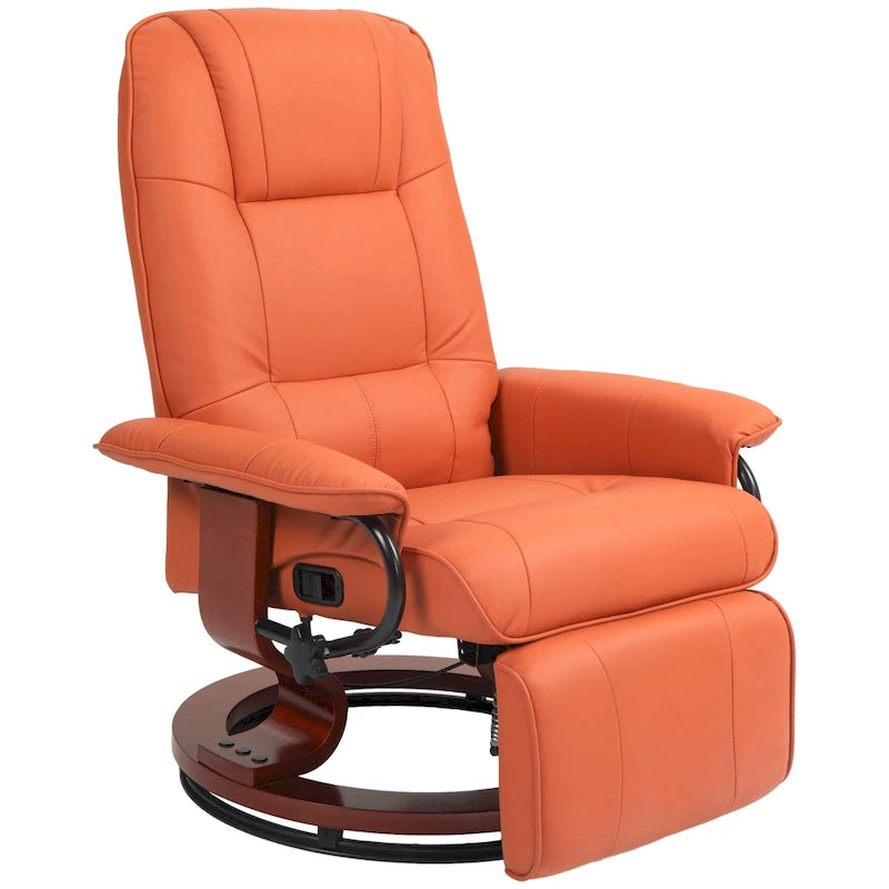 Faux Leather Adjustable Manual Swivel Base Recliner Chair
