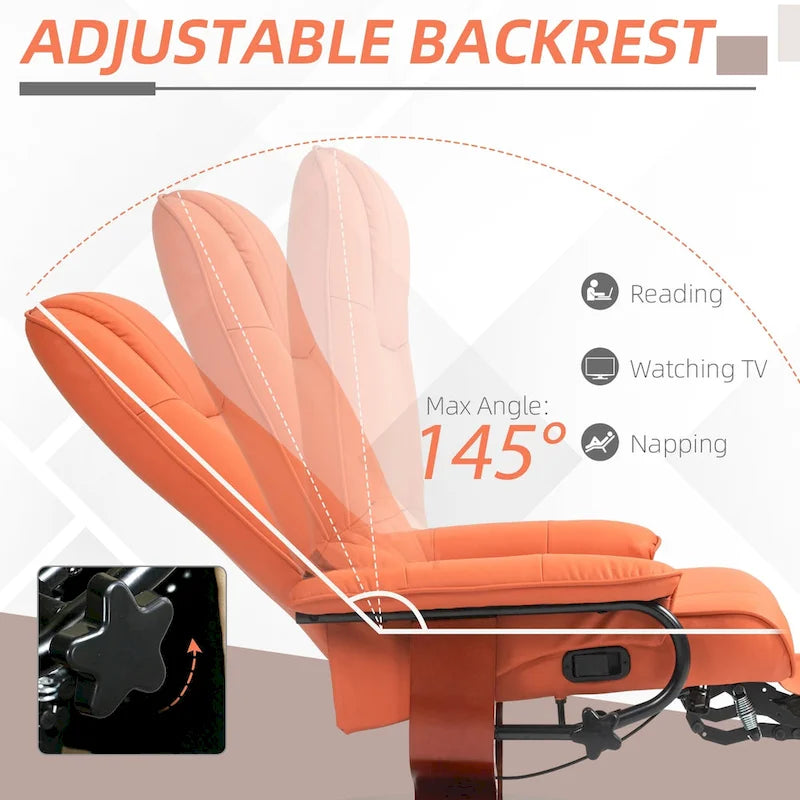 Faux Leather Adjustable Manual Swivel Base Recliner Chair